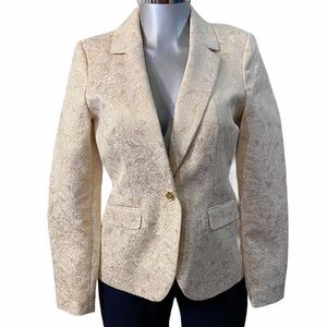 Dana Buchman Blazer Jacket Beige Gold Embroidered Office/Career Cottagecore